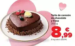 Carrefour Market Tarta de corazon de chocolate y fresa oferta