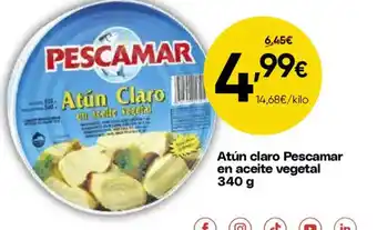 FROIZ PESCAMAR Atún claro en aceite vegetal oferta
