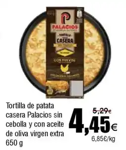 FROIZ PALACIOS Tortilla de patata casera sin cebolla y con aceite de oliva virgen extra oferta