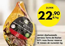 FROIZ Jamón deshuesado serrano Torre de Núñez 50% raza Duroc reserva 18 meses de curación oferta