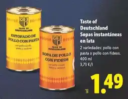 Lidl Taste of deutchland - sopas instantaneas en lata oferta