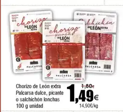 FROIZ Chorizo de León extra Palcarsa dulce, picante o salchichón lonchas oferta