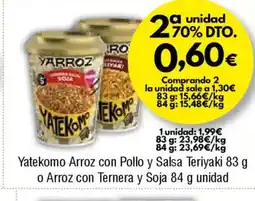 FROIZ YATEKOMO Arroz con Pollo y Salsa Teriyaki o Arroz con Ternera y Soja oferta