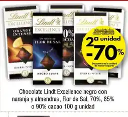 FROIZ Chocolate Lindt Excellence negro con naranja y almendras, Flor de Sal, 70%, 85% o 90% cacao oferta