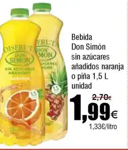 FROIZ Bebida Don Simón sin azúcares añadidos naranja o piña oferta