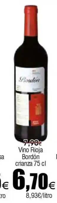 Vino Rioja Bordón crianza