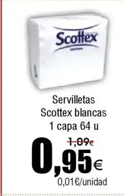 FROIZ Servilletas Scottex blancas 1 capa 64 u oferta