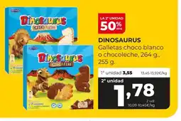 Alimerka DINOSAURUS Galletas choco blanco o chocoleche oferta