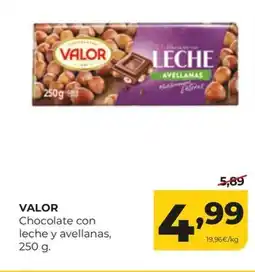 Alimerka VALOR Chocolate con leche y avellanas oferta