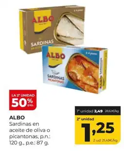 Alimerka ALBO Sardinas en aceite de oliva o picantonas oferta