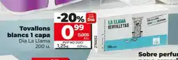 Dia DIA LA LLAMA Tovallons blancs 1 capa oferta