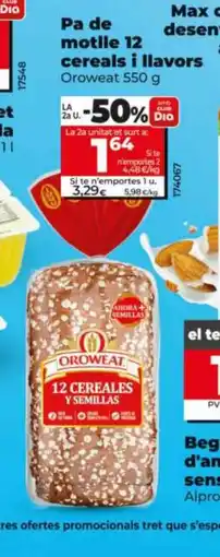 Dia OROWEAT Pa de motlle 12 cereals i llavors oferta