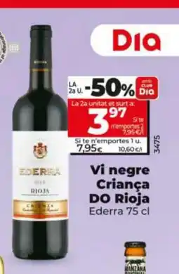 Dia EDERRA Vi negre Criança DO Rioja oferta