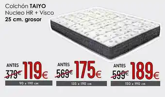 Atrapamuebles Colchón Taiyo Nucleo Hr + Visco oferta