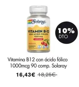 NaturaSí SOLARAY Vitamina B12 con ácido fólico 1000mcg 90 comp oferta