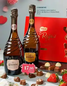 Supermercados Plaza CODORNIU Ars Collecta cava reserva Blanc de Blancs o Grand Rosé oferta