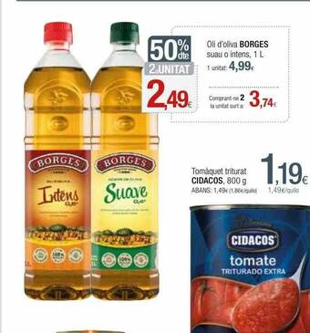 Condis 50% Dte. 2a Unitat Oli D'oliva Borges Suau O Intens oferta