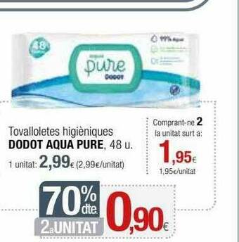 Condis -70% Dte. 2a Unitat Tovalloletes Higièniques Dodot Aqua Pure oferta