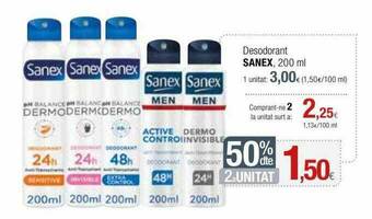 Condis 50% Dte. 2a Unitat Desodorant Sanex oferta