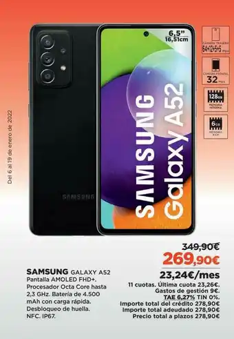 El Corte Inglés Samsung Galaxy A52 oferta