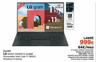 El Corte Inglés Portátil Lg Gram 14z90p-g.aa88b oferta