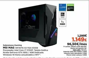 El Corte Inglés Sombremesa Gaming Msi Mag Infinite S3 11sa-034ib oferta