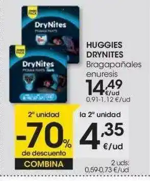 Eroski 2a Unidad -70% De Descuento Huggies Drynites Bragapañales Enuresis oferta
