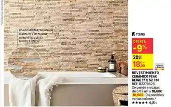 Leroy Merlin Revestimiento Cerámico Peak Beige 17 X 52 Cm oferta