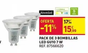 Leroy Merlin Pack De 3 Bombillas Led Gu10 7 W oferta