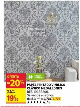 Leroy Merlin Papel Pintado Vinílico Clásico Medallones oferta