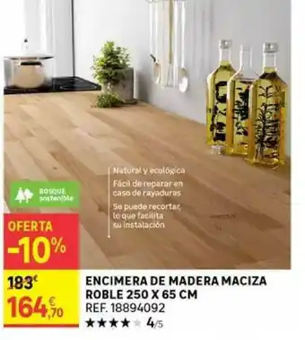 Leroy Merlin Encimera De Madera Maciza Roble 250 X 65 Cm oferta