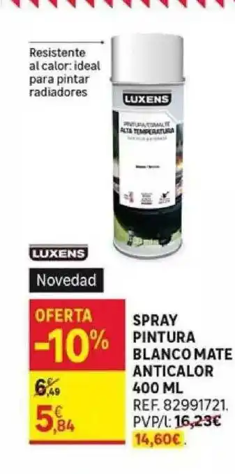 Leroy Merlin Spray Pintura Blanco Mate Anticalor 400 Ml oferta