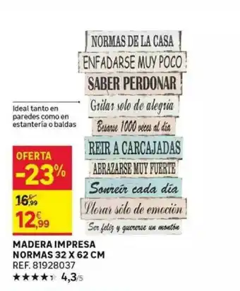 Leroy Merlin Madera Impresa Normas 32 X 62 Cm oferta
