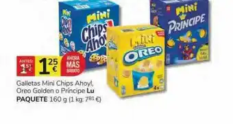 Supermercados Charter Galletas Mini Chips Ahoy! Oreo Golden O Principe Lu Paquete oferta