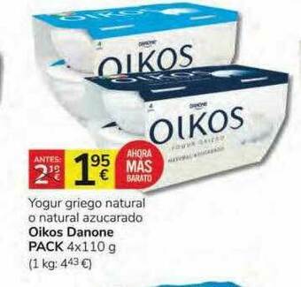 Supermercados Charter Yogur Griego Natural O Natural Azucarado Oikos Danone oferta
