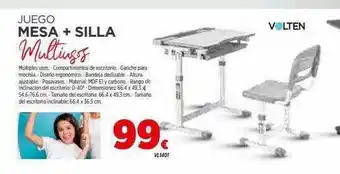 Mi Bricolaje Juego Mesa + Silla Multiusos Volten oferta