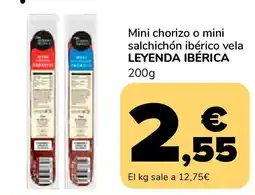 Supeco LEYENDA IBÉRICA Mini chorizo o mini salchichón ibérico vela oferta