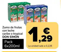 Supeco DON SIMÓN Zumo de frutas con leche caribe o tropical oferta