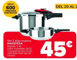 Supeco MAGEFESA Set 2 ollas express oferta