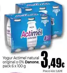 Unide Market Danone - yogur actimel natural original o 0% pack 6 x 100 g oferta