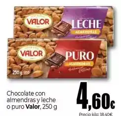 Unide Market Valor - chocolate con almendras y leche o puro, 250 g oferta