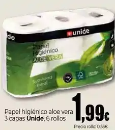 Unide Market Unide - papel higiénico aloe vera 3 capas unide, 6 rollos oferta