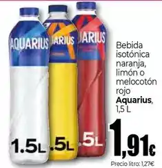 Unide Market Aquarius - bebida isotonica naranja, limon o melocoton rojo, 1.5 l oferta
