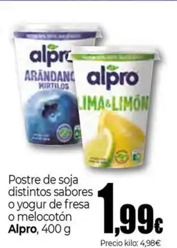 Unide Market ALPRO Postre de soja distintos sabores o yogur de fresa o melocotón oferta