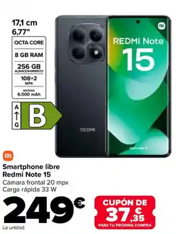 Carrefour REDMI Note 15 Smartphone libre oferta