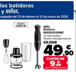 Carrefour BRAUN Batidora MQ50202MBK oferta