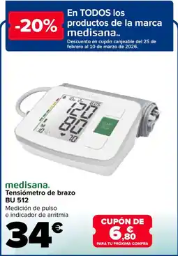 Carrefour MEDISANA Tensiómetro de brazo BU 512 oferta