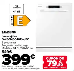 Carrefour SAMSUNG Lavavajillas DW60M6040FW/EC oferta