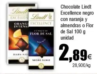 FROIZ LINDT Chocolate Excellence negro con naranja y almendras o Flor de Sal oferta