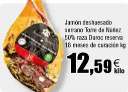 FROIZ Jamón deshuesado serrano Torre de Núñez 50% raza Duroc reserva 18 meses de curación oferta